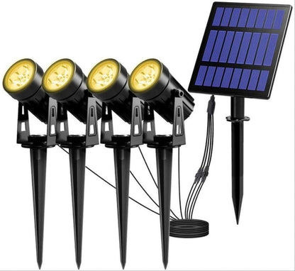 Solar-Gartenbeleuchtung – RGB-Farben – 4 LED-Spots – Gartenstrahler – wasserdicht – kippbar – Laterne – Wandleuchte – Solar-Gartenbeleuchtung