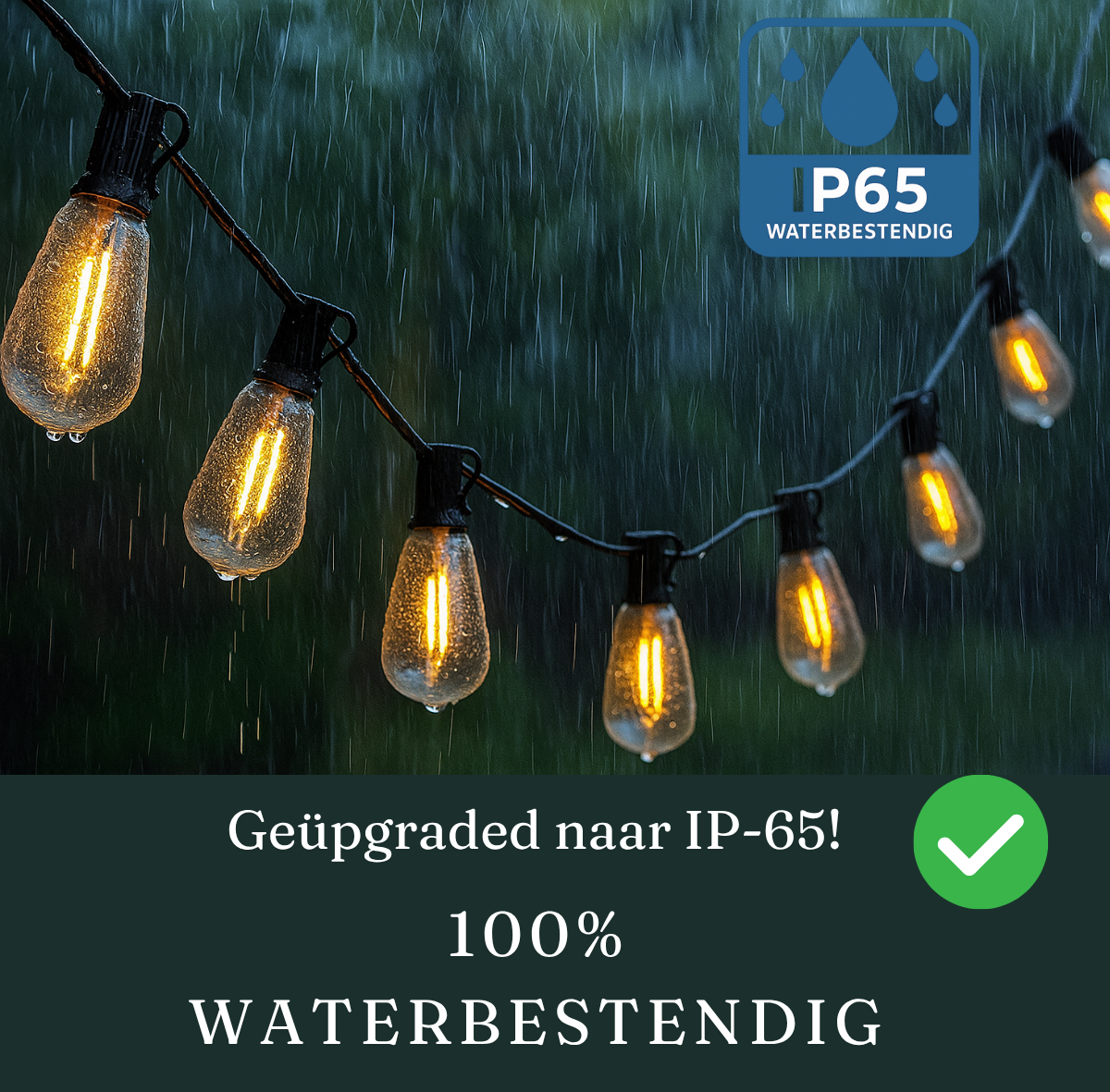 BESCOST G40 Lichtsnoer Buiten – 15 Meter Met 27 LED-lampjes, Warmwit 2700K, IP44 Waterdicht, Verbindbaar Tot 300 Meter