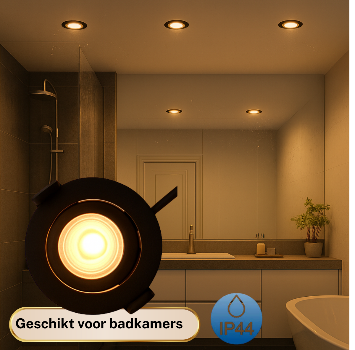 Zwarte LED inbouwspot in plafond – energiezuinige plafondverlichting